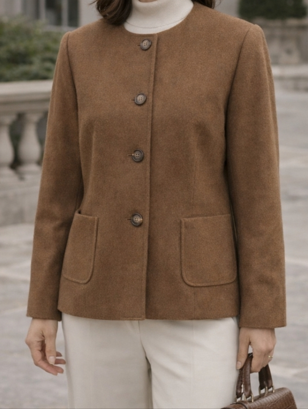 Talbots 100% Camel Hair Jacket Petite 8 Italian Fabric Brown Quiet Luxury